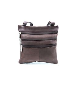 Женская кожаная сумка через плечо с тройной молнией CHAMPS, коричневый