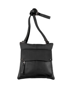 Женская кожаная сумка-органайзер через плечо с RFID-защитой CHAMPS, черный