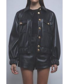 Женская пуговица на хвостовике и куртка из искусственной кожи endless rose, черный