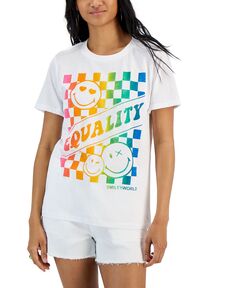 Клетчатая футболка с рисунком равенства для юниоров SmileyWorld, белый