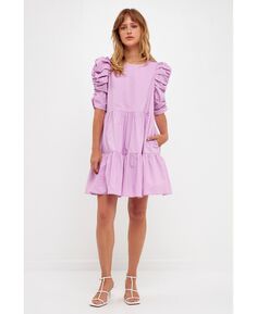 Женское мини-платье с плиссированными рукавами English Factory