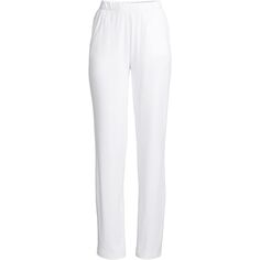 Женские спортивные трикотажные брюки с высокой посадкой и эластичной резинкой на талии Lands&apos; End, белый