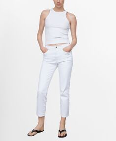Женские узкие укороченные джинсы MANGO, белый