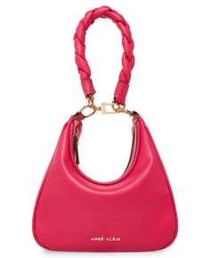 Трансформируемая сумка через плечо с плетеной ручкой Anne Klein, розовый