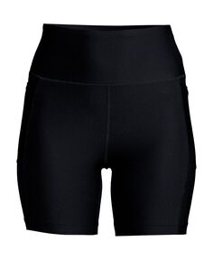 Женские велосипедные шорты для плавания больших размеров с завышенной талией (6 дюймов) и защитой от солнца UPF 50 Lands&apos; End, черный