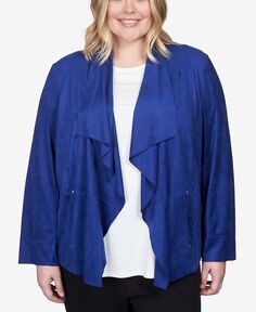Замшевая куртка с длинными рукавами больших размеров Downtown Vibe Alfred Dunner, синий