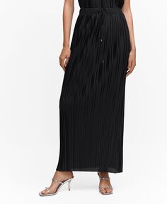 Женская длинная юбка со складками MANGO, черный