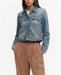 Женская джинсовая куртка в винтажном стиле MANGO