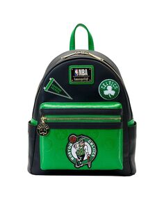 Мужской и женский мини-рюкзак Boston Celtics с нашивками Loungefly, черный