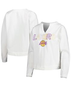 Женская белая футболка с длинным рукавом Los Angeles Lakers Sunray Notch Neck Concepts Sport, белый