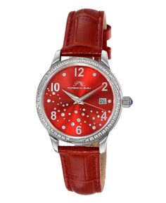 Женские часы с рубиновым ремешком из натуральной кожи 1142CRUL Porsamo Bleu, красный