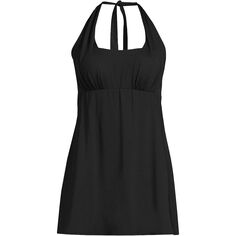 Женское купальное платье с квадратным вырезом и лямкой на шее, цельный купальник Lands&apos; End, черный