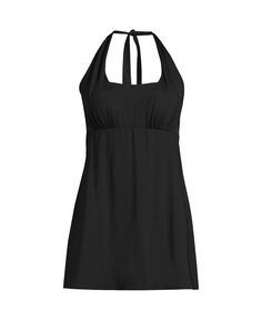 Женское платье больших размеров с квадратным вырезом и лямкой на шее, цельный купальник Lands&apos; End, черный