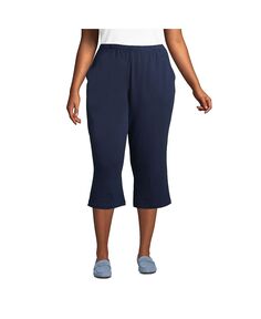 Женские спортивные трикотажные брюки больших размеров с эластичной резинкой на талии и капри Lands&apos; End