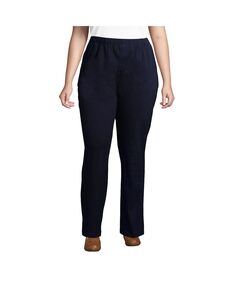 Женские спортивные трикотажные джинсовые брюки больших размеров с высокой посадкой и эластичной резинкой на талии Lands&apos; End