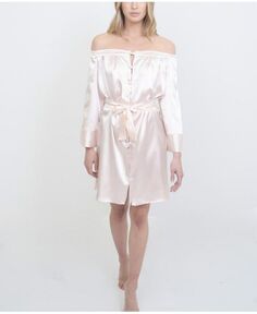 Женский атласный халат с открытыми плечами, халат для прически и макияжа Le Laurier Bridal, розовый