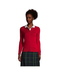 Школьная форма, женский хлопковый свитер-кардиган из модала Lands&apos; End, красный