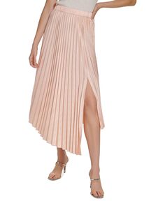 Женская плиссированная юбка с асимметричным подолом без застежек DKNY
