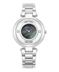 Женские кварцевые прозрачные серебристые часы из нержавеющей стали, 34 мм Kenneth Cole New York, серебро