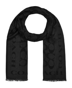 Женский шарф с фирменной каймой COACH, черный