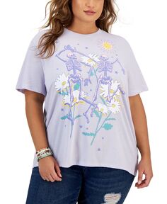 Модная футболка больших размеров с рисунком «Скелеты ромашек» Love Tribe