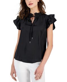 Женская блузка с разрезом на рукавах и рюшами Anne Klein