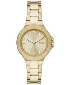 Женские часы Chambers с тремя стрелками из нержавеющей стали золотистого цвета, 34 мм DKNY, золотой