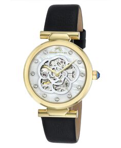 Женские часы Laura с автоматическим ремешком из натуральной кожи 1211BLAL Porsamo Bleu, черный