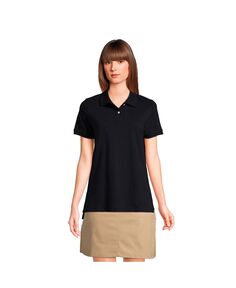 Женская сетчатая рубашка-поло с короткими рукавами школьной формы Lands&apos; End, черный