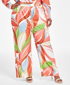 Модные широкие брюки больших размеров с тропическим принтом Nina Parker