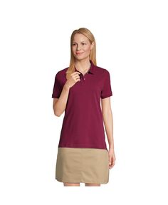 Женская сетчатая рубашка-поло с короткими рукавами школьной формы Lands&apos; End