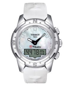 Женские часы Digital T-Touch II Titanium Lady Diamond (1/2 карата t.w.) с белым кожаным ремешком, 43 мм Tissot, белый