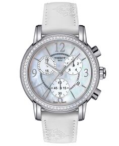 Женские швейцарские часы с хронографом Dressport Diamond (1/2 карата) с белым ремешком, 35 ​​мм Tissot, белый