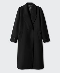 Женское шерстяное пальто оверсайз MANGO, черный