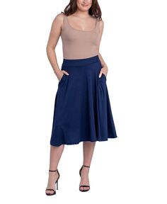 Женская юбка-миди с карманами и эластичным поясом 24seven Comfort Apparel, синий