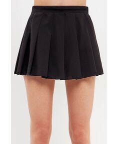 Женская плиссированная юбка с заниженной талией English Factory, черный