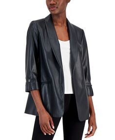 Женский пиджак из искусственной кожи с рукавом 3/4 Nine West, черный