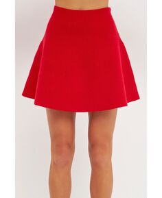Женская мини-юбка трапециевидного силуэта с завышенной талией English Factory, красный