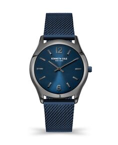 Женские классические синие часы с сеткой из нержавеющей стали, 34 мм Kenneth Cole New York, синий