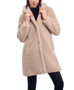 Женское плюшевое пальто с капюшоном и пуговицами спереди BCBGeneration