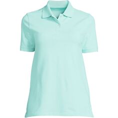 Женская рубашка поло из сетчатого хлопка с короткими рукавами больших размеров Lands&apos; End