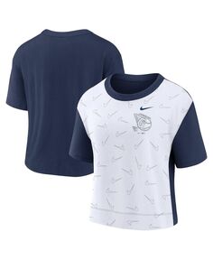 Женская модная футболка с высоким бедром темно-синего и белого цвета Cleveland Guardians Line Up Nike