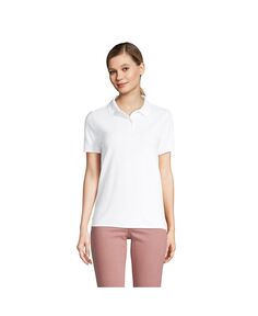 Женская рубашка-поло из сетчатого хлопка с короткими рукавами Lands&apos; End, белый