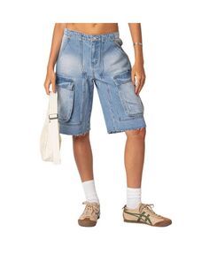 Женские джинсовые шорты-бермуды Rex с низкой посадкой Edikted