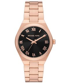 Женские кварцевые часы Lennox с тремя стрелками из нержавеющей стали цвета розового золота, 37 мм Michael Kors, золотой