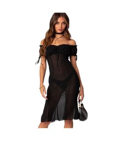 Женское пышное прозрачное платье из сетки Edikted, черный