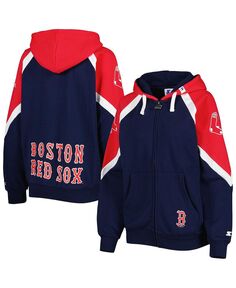 Женская темно-синяя толстовка с молнией во всю длину Boston Red Sox Hail Mary красного цвета Starter