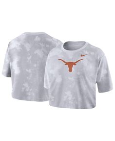 Женская белая укороченная футболка Texas Longhorns с принтом тай-дай Nike, белый