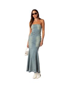 Женское джинсовое платье макси Astoria с разрезами Edikted