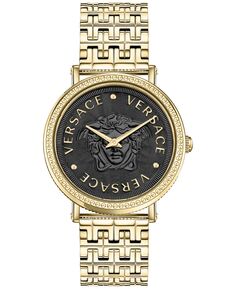 Женские часы V-Dollar с ионным покрытием из нержавеющей стали с золотистым браслетом, 37 мм Versace